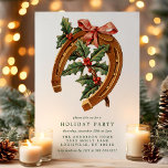 Vintage kerstfeest Hoefijzer Holly Holiday Party Kaart<br><div class="desc">Vintage Kerstmis Hoefijzer Holly Holiday Party Uitnodiging. Dit prachtige ontwerp is voorzien van een retro-kersthoefijzer,  verbonden met een boog en geaccentueerd met heilig. Pas dit aangepaste vakantiemodel aan met uw eigen partijgegevens. Ideaal voor een kerstdiner voor het gezin of voor een feestfeest voor bedrijven!</div>