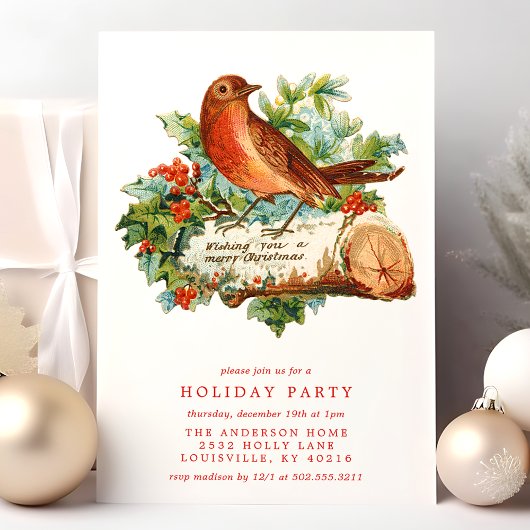 Vintage kerstfeest Holly Retro Holiday Kaart