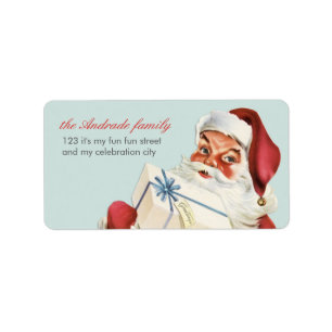 Vintage-kerstfeest Jolly Santa Blue-feestdag Etiket