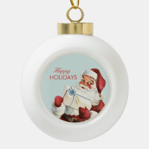 Vintage-kerstfeest Jolly Santa Blue-feestdag Keramische Bal Ornament