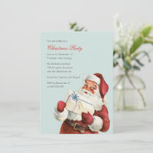 Vintage kerstfeest Jolly Santa Blue Holiday Kaart (Staand voorkant)