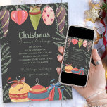 Vintage-kerstfeest Ornament Exchange Party Kaart<br><div class="desc">Vintage Kerstmis Ornament Exchange Party Uitnodiging versierd met kerstboomblaasjes en oramenten in gemuteerde kleuren,  omhuld met dennenaalden. De achterkant van de kaart is bedekt met een spriet van dennen en de sjabloon van de uitnodiging is ingesteld om uw aangepaste tekst toe te voegen.</div>