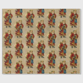 Vintage-kerstfeest-oud wereldkerstpatroon cadeaupapier (Vlak)