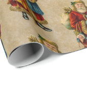 Vintage-kerstfeest-oud wereldkerstpatroon cadeaupapier (Rol Hoek)