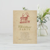 Vintage kerstfeest Red Deer Rustic Holiday Kaart (Staand voorkant)