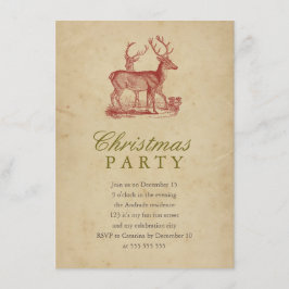 Vintage kerstfeest Red Deer Rustic Holiday Kaart