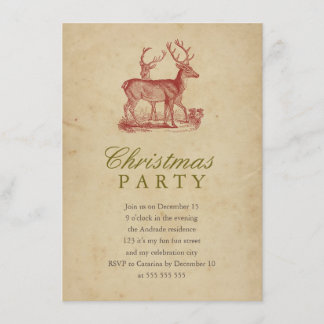 Vintage kerstfeest Red Deer Rustic Holiday Kaart
