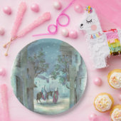 Vintage kerstfeest Religieuze scène Papieren Bordje (Feest)