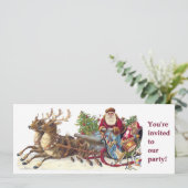 Vintage kerstfeest santa sleigh kaart (Staand voorkant)