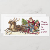 Vintage kerstfeest santa sleigh kaart (Voorkant / Achterkant)