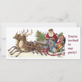 Vintage kerstfeest santa sleigh kaart (Voorkant)