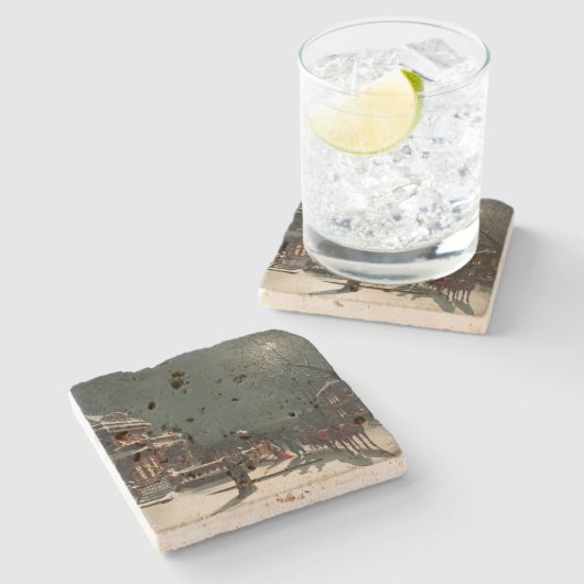 Vintage kerstfeest stenen onderzetter (Zijkant)