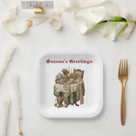 Vintage Kerstfeest Tafelservies Collectie Papieren Bordje