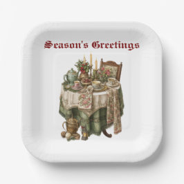 Vintage Kerstfeest Tafelservies Collectie Papieren Bordje