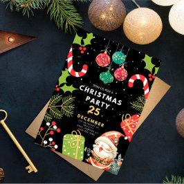 Vintage kerstfeest uitnodiging, kerstavond kaart