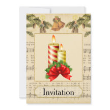 Vintage-kerstfeest uitnodiging met kaarsen