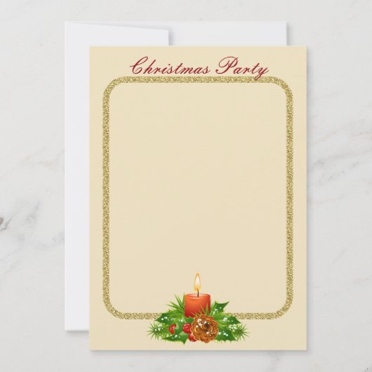 Vintage-kerstfeest uitnodiging met kaarsen (Achterkant)
