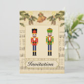 Vintage kerstfeest uitnodiging met kerst (Staand voorkant)