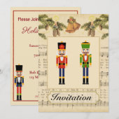 Vintage kerstfeest uitnodiging met kerst (Voorkant / Achterkant)