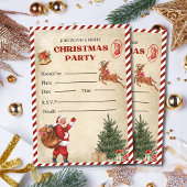 Vintage Kerstfeest Uitnodiging, Vakantiefeest Kaart