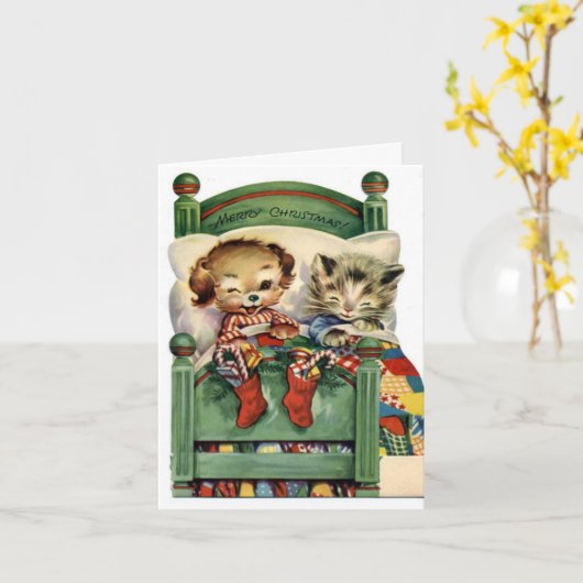 Vintage kerstfeestbedekking kaart (Gele Bloem)