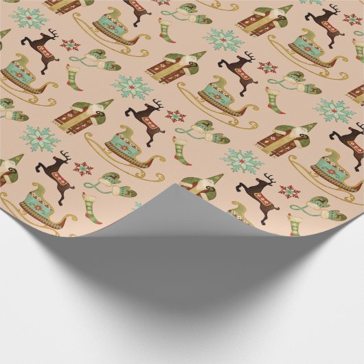 Vintage kerstfeestdag Afbeeldingen Cadeaupapier (Hoek)