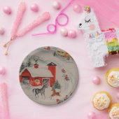 Vintage kerstfeestdag boerderij bord (Feest)