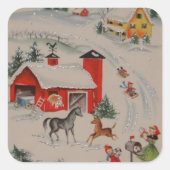 Vintage kerstfeestdag boerderij sticker (Voorkant)