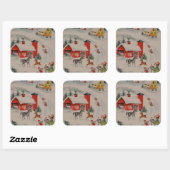 Vintage kerstfeestdag boerderij sticker (Vel)