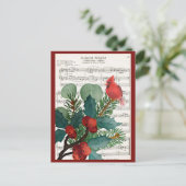 Vintage-kerstfeestdag Briefkaart voor muziek (Staand voorkant)