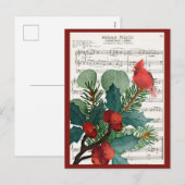 Vintage-kerstfeestdag Briefkaart voor muziek (Voorkant / Achterkant)