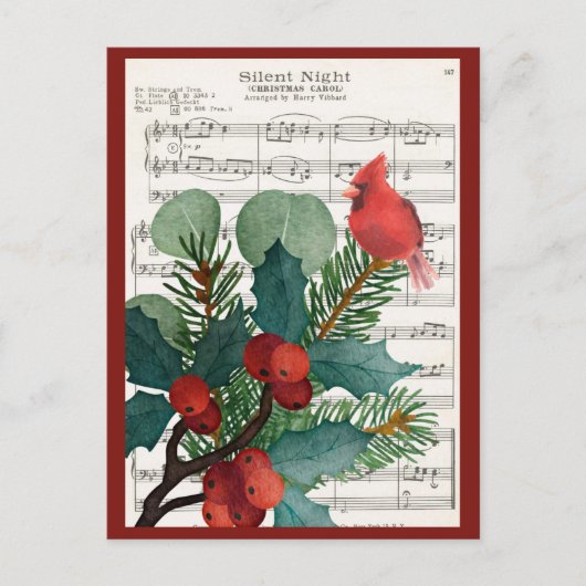 Vintage-kerstfeestdag Briefkaart voor muziek (Voorkant)