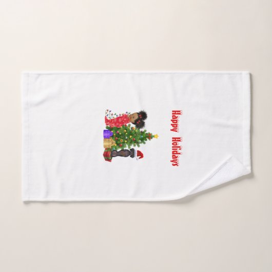 Vintage Kerstfeestdag Dachshund Hand Towel Handdoek (Handdoek)