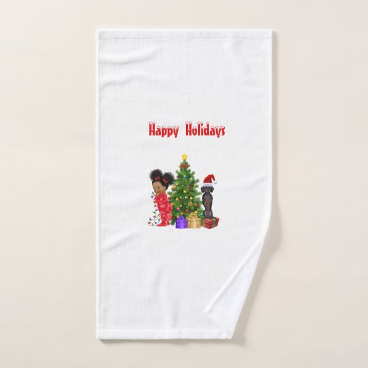 Vintage Kerstfeestdag Dachshund Hand Towel Handdoek (Handdoek)