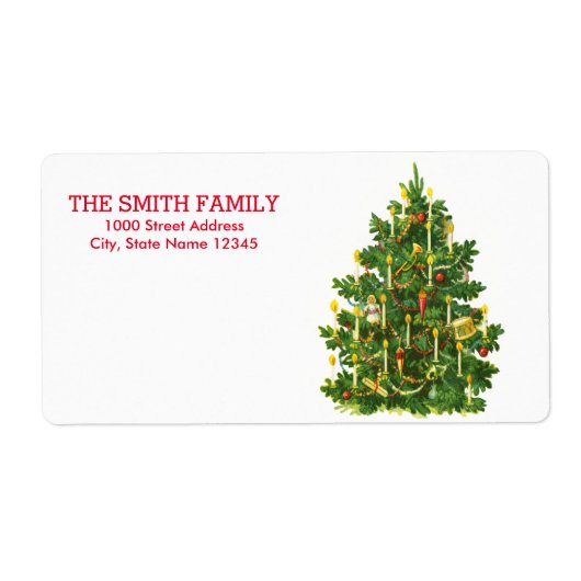 Vintage-kerstfeestdag Etiket (Voorkant)