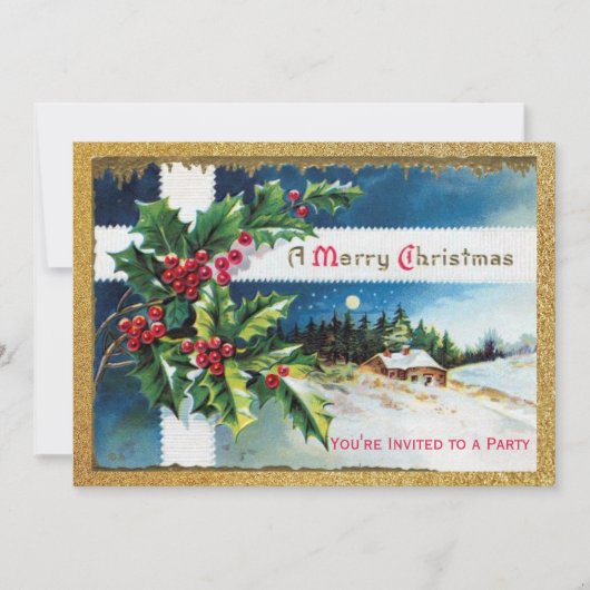 Vintage kerstfeestdag kaart (Voorkant)