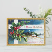 Vintage kerstfeestdag kaart (Staand voorkant)