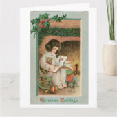 Vintage kerstfeestdag kaart (Voorkant)