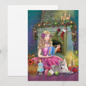 Vintage kerstfeestdag Kaart. Kerstvuurplein Feestdagenkaart (Voorkant / Achterkant)