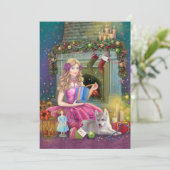 Vintage kerstfeestdag Kaart. Kerstvuurplein Feestdagenkaart (Staand voorkant)