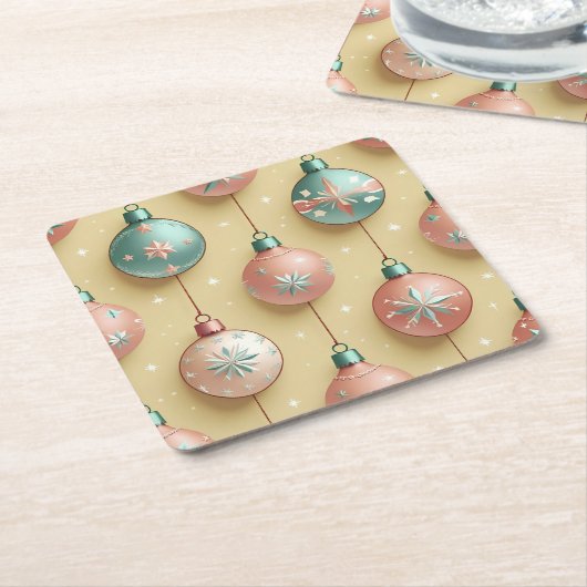Vintage kerstfeestdag kartonnen onderzetters (Schuin)