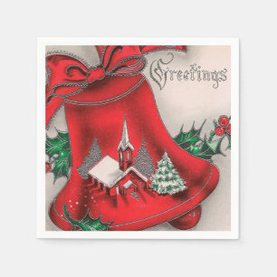 Vintage kerstfeestdag kerkbelfeest napkin servet