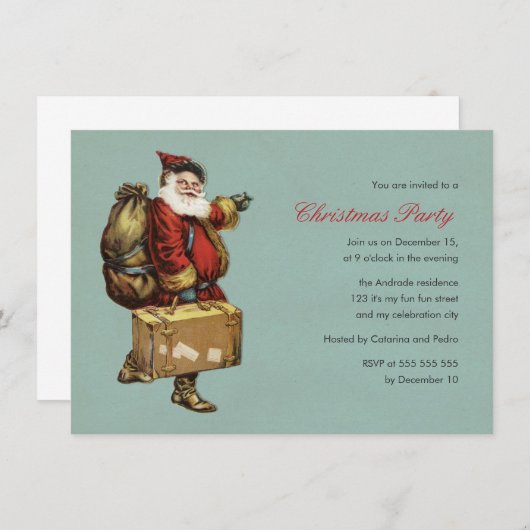 Vintage kerstfeestdag kerstfeestdag kerstmis kaart (Voorkant / Achterkant)