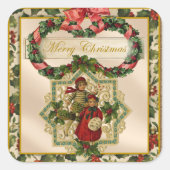 vintage Kerstfeestdag kinderen Vierkante Sticker (Voorkant)
