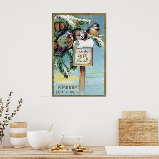 Vintage kerstfeestdag poster (Keuken)