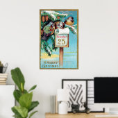 Vintage kerstfeestdag poster (Thuiskantoor)