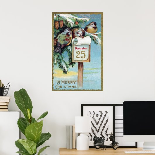 Vintage kerstfeestdag poster (Thuiskantoor)