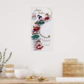 Vintage kerstfeestdag retro Angels poster (Keuken)