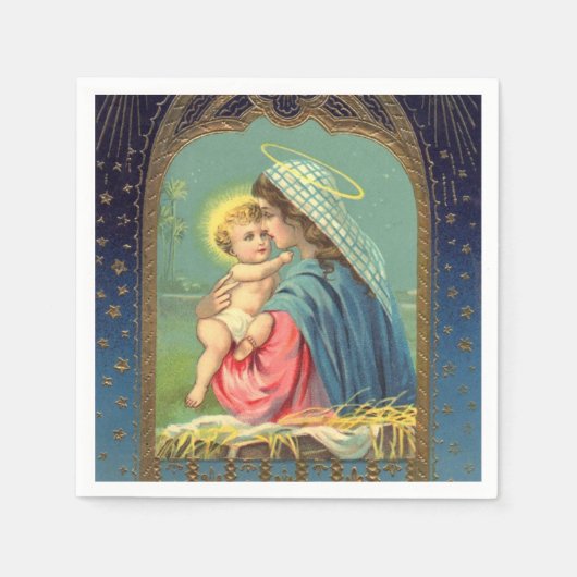 Vintage kerstfeestdag, servetten (Voorkant)