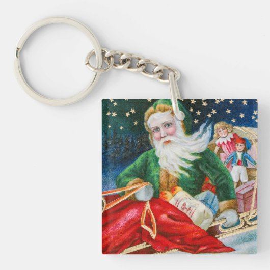 Vintage-kerstfeestdag Sleutelhanger (voorkant)
